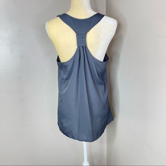 Women Tank Top Large Gray Racerback Pleated - Picture 3 of 13